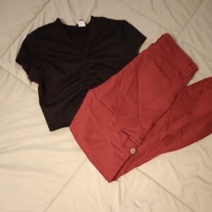 Black scrunch crop top